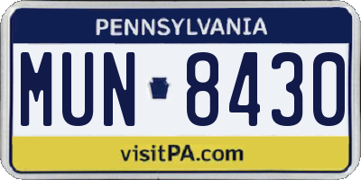 PA license plate MUN8430