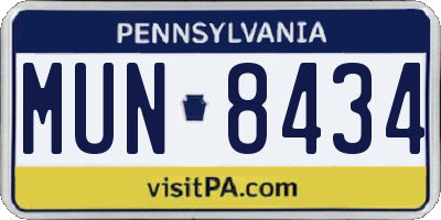 PA license plate MUN8434