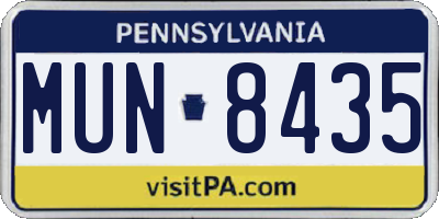 PA license plate MUN8435
