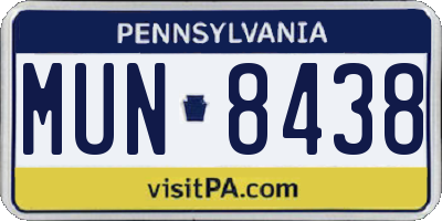 PA license plate MUN8438