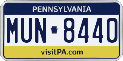 PA license plate MUN8440