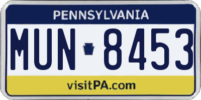 PA license plate MUN8453