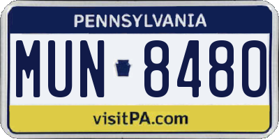 PA license plate MUN8480