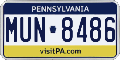 PA license plate MUN8486