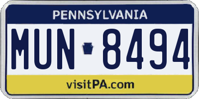 PA license plate MUN8494
