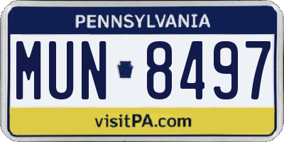 PA license plate MUN8497