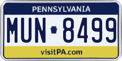 PA license plate MUN8499