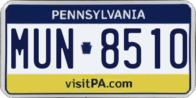 PA license plate MUN8510