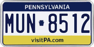 PA license plate MUN8512