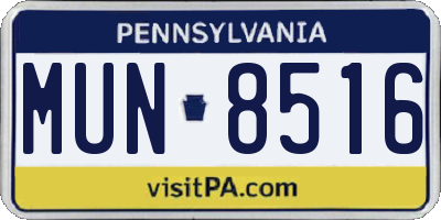 PA license plate MUN8516