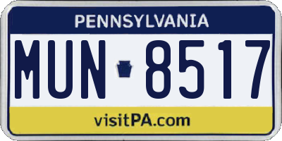 PA license plate MUN8517
