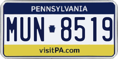 PA license plate MUN8519