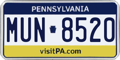PA license plate MUN8520