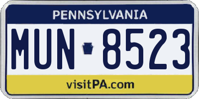 PA license plate MUN8523