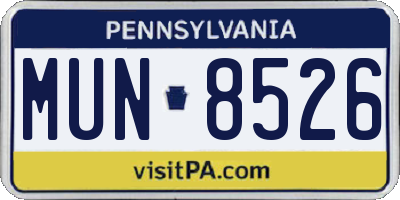 PA license plate MUN8526