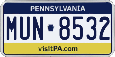 PA license plate MUN8532