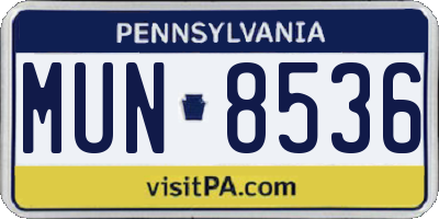 PA license plate MUN8536