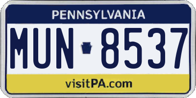 PA license plate MUN8537