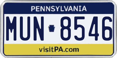 PA license plate MUN8546
