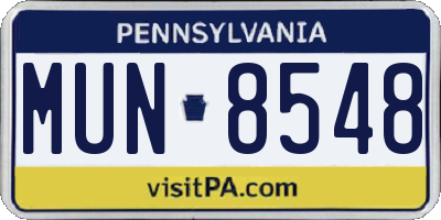 PA license plate MUN8548