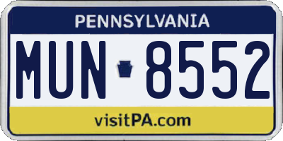PA license plate MUN8552