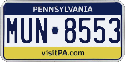 PA license plate MUN8553