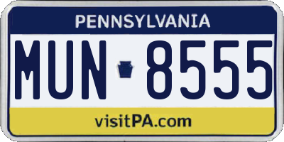 PA license plate MUN8555