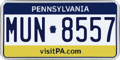 PA license plate MUN8557