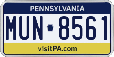PA license plate MUN8561