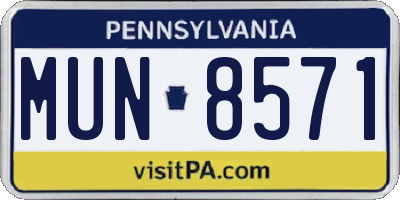 PA license plate MUN8571