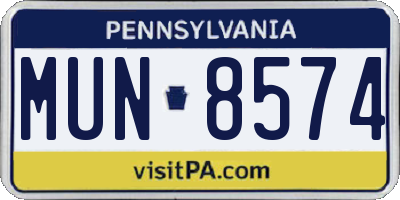 PA license plate MUN8574
