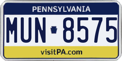PA license plate MUN8575