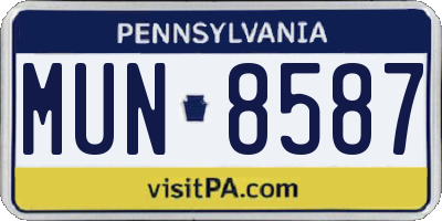 PA license plate MUN8587