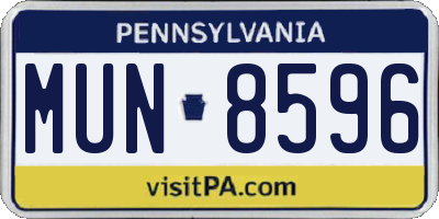 PA license plate MUN8596