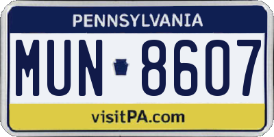 PA license plate MUN8607