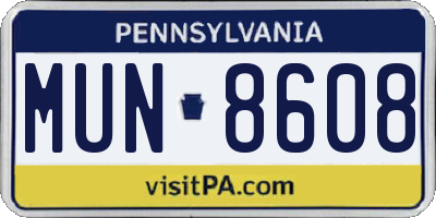 PA license plate MUN8608