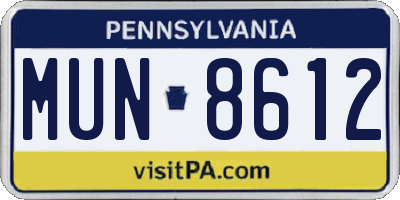 PA license plate MUN8612