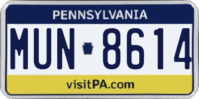 PA license plate MUN8614