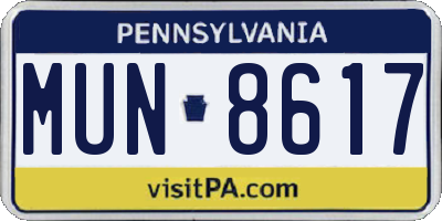 PA license plate MUN8617