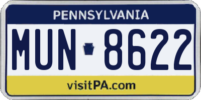 PA license plate MUN8622
