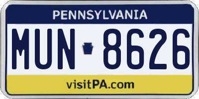 PA license plate MUN8626