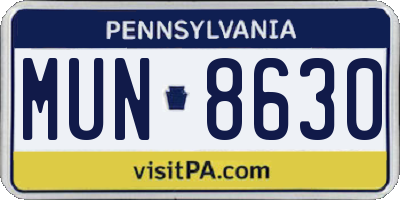 PA license plate MUN8630