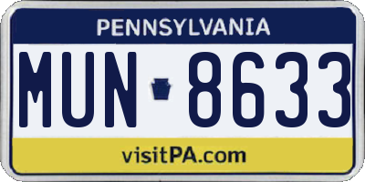 PA license plate MUN8633