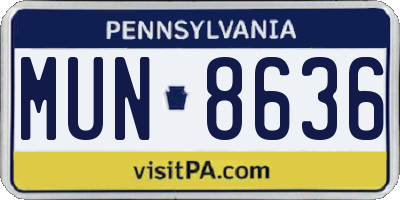 PA license plate MUN8636