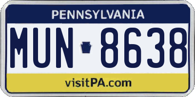 PA license plate MUN8638