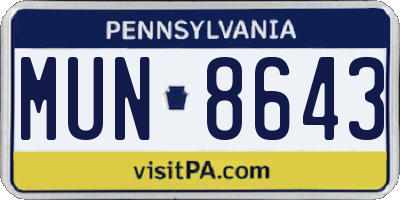 PA license plate MUN8643
