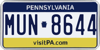 PA license plate MUN8644