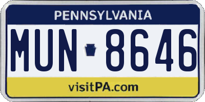 PA license plate MUN8646