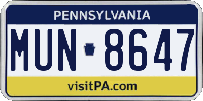 PA license plate MUN8647