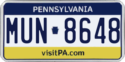 PA license plate MUN8648